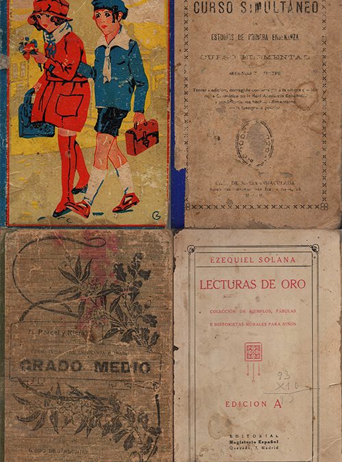 Colección de cuatro libros escolares utilizados en la Escuela del Captivador