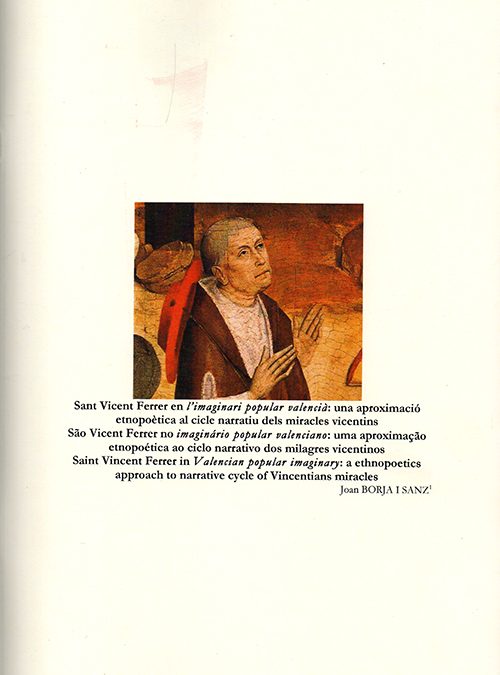 Sant Vicent Ferrer en l’imaginari popular valencià. Una aproximació etnopoética al cicle narratiu dels miracles vicentins.